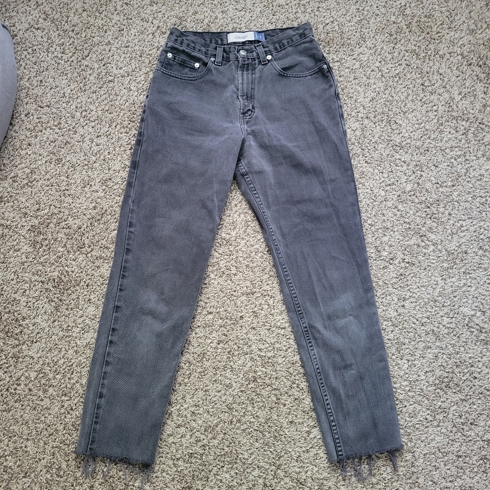 VTG Vintage Gap Jeans Black Gray Classic Fit 90s Straight 100% Cotton Size 6